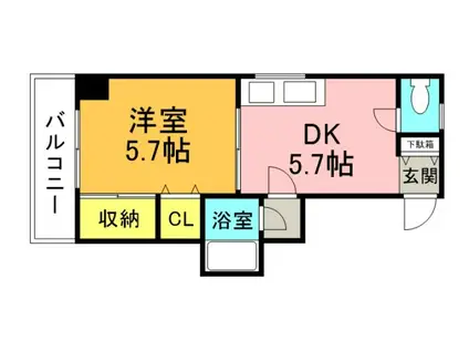 ウエダビル(1DK/2階)の間取り写真