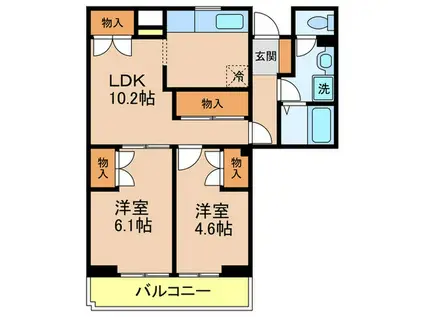 SHOUWA RESIDENCE(2LDK/5階)の間取り写真