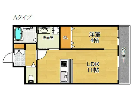 ルミー羽倉崎(1LDK/1階)の間取り写真