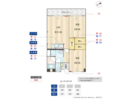 第2三城ハイツ(2LDK/6階)の間取り写真