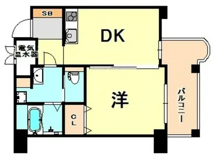 チェリービュウ芦屋川(1DK/3階)の間取り写真