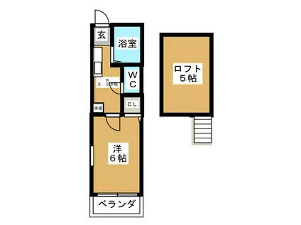 エクセレント(1K/2階)の間取り写真