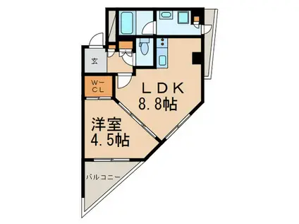 PARKAXIS自由が丘テラス(1LDK/2階)の間取り写真