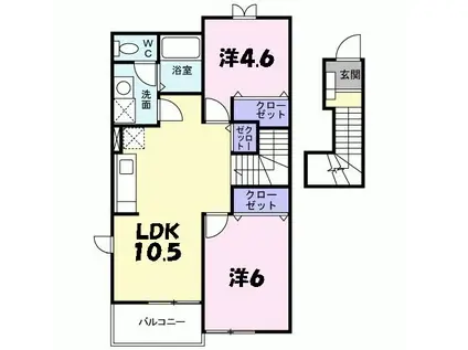 アルバプラシードI(2LDK/2階)の間取り写真