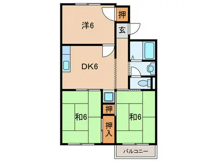 パークサイドプラザ(3DK/2階)の間取り写真