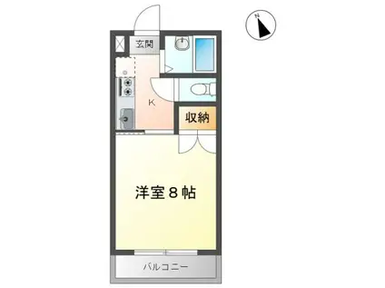 プレアール岡山医大東(1K/2階)の間取り写真