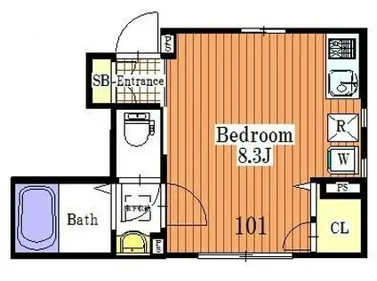 アセーボ門前仲町(ワンルーム/1階)の間取り写真