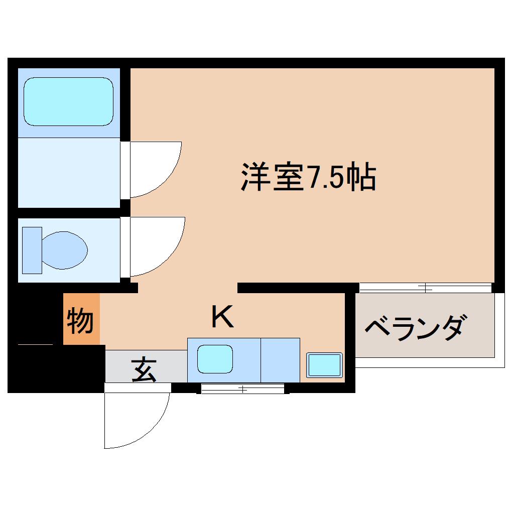 古川マンション(ワンルーム/1階)の間取り写真