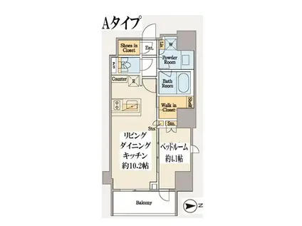 クレストコート木場(1LDK/5階)の間取り写真