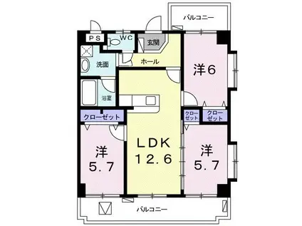 ボヌールパレスA(3LDK/3階)の間取り写真