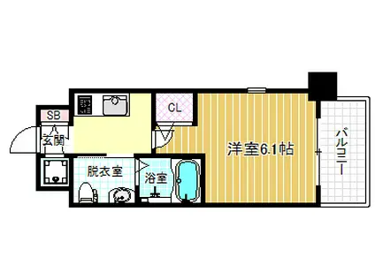 エスリード福島ウエスト(1K/10階)の間取り写真