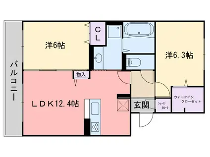 フェリオ(2LDK/3階)の間取り写真