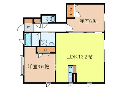 サンフォーレVII(2LDK/1階)の間取り写真