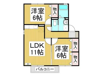 メゾン・トモトール A(2LDK/1階)の間取り写真