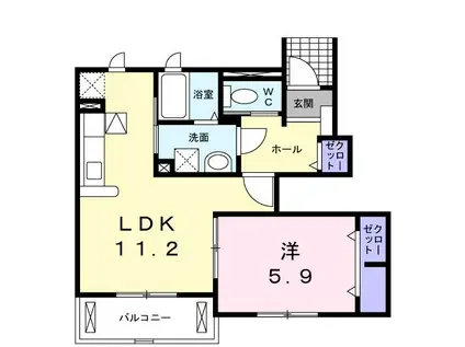 マウンテンローレルN(1LDK/1階)の間取り写真