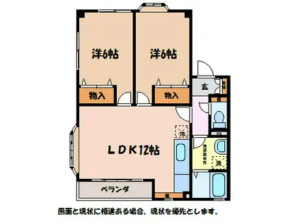 ミル中萱(2LDK/1階)の間取り写真