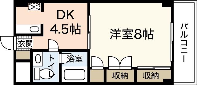 進保ビル(1DK/5階)の間取り写真
