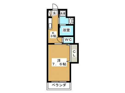 ラミティエ(1K/2階)の間取り写真