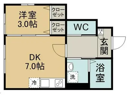 Mステージ東仙台ウエスト(1DK/1階)の間取り写真