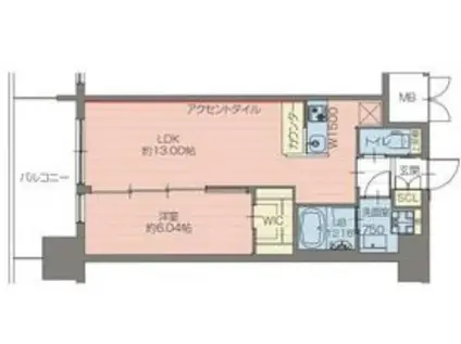 プレジオ梅田(1LDK/6階)の間取り写真