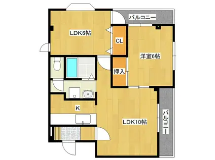 ツインパレス24・B(2LDK/1階)の間取り写真