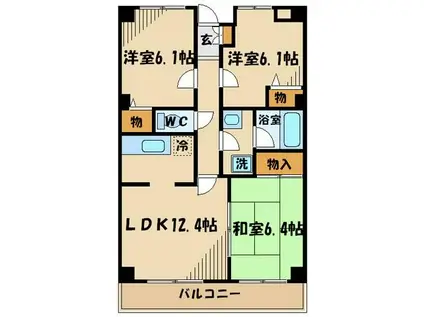 ドゥ・エール(2SLDK/3階)の間取り写真