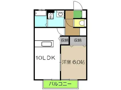 カイセイハイツA(1LDK/1階)の間取り写真