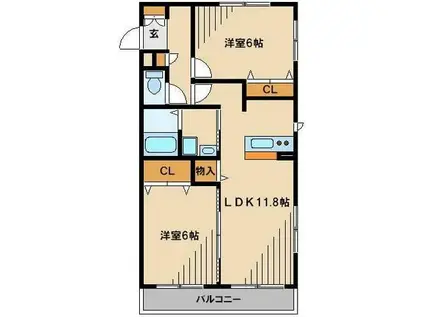 桜メゾン(2LDK/2階)の間取り写真