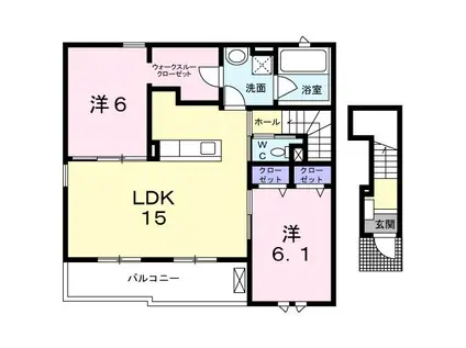 ESPACE DE HYGGE(2LDK/2階)の間取り写真