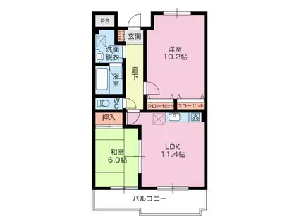 スカイコート(2LDK/3階)の間取り写真