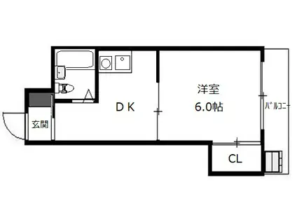 井上マンション(1DK/2階)の間取り写真