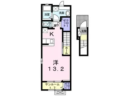 グレンディール I(1K/2階)の間取り写真
