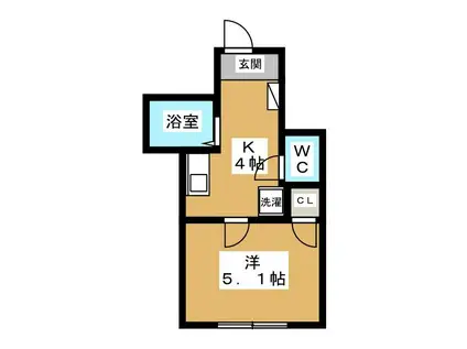 グリーンリーフ国立(1K/1階)の間取り写真
