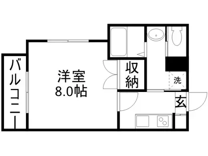 GRANDIR鹿大前(1K/3階)の間取り写真