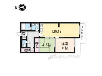 ビューハイツ京都山科(2LDK/1階)の間取り写真