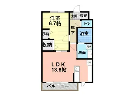 地下鉄名城線 名城公園駅 徒歩6分 2階建 築17年(1LDK/2階)の間取り写真