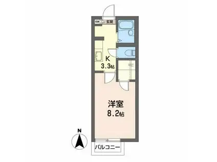 シャーメゾン水の森(1K/2階)の間取り写真