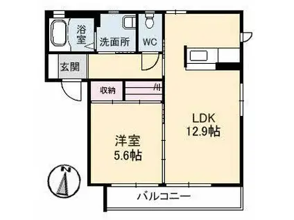 ソフィオ(1LDK/2階)の間取り写真