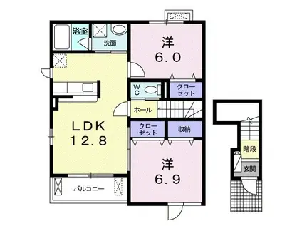 ラグーン I(2LDK/2階)の間取り写真