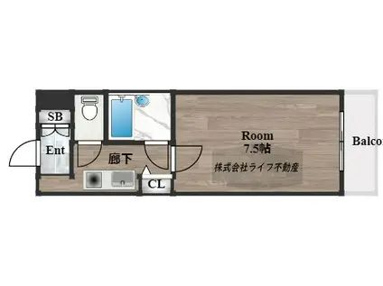 サイレストSB(1K/3階)の間取り写真