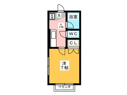 ルーエ城北(1K/2階)の間取り写真