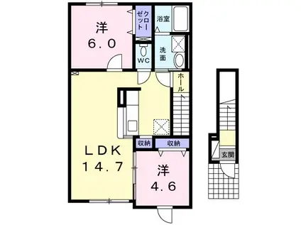 ル・ブリアンI(2LDK/2階)の間取り写真