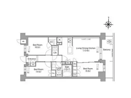コンフォリア・リヴ八坂富士見(3LDK/2階)の間取り写真