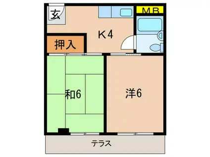 ウインライフ松原II(2K/1階)の間取り写真