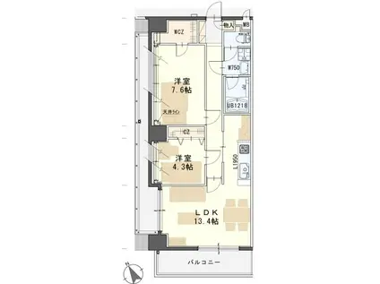 ディアグレイス五輪(2LDK/6階)の間取り写真