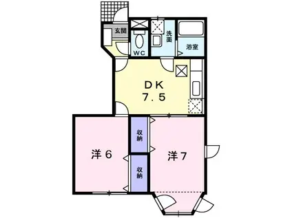 クレストール・テラダイ(2DK/1階)の間取り写真