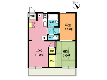 サンハイツ坂井(2LDK/1階)の間取り写真