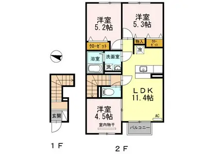 エスペランサ(3LDK/2階)の間取り写真