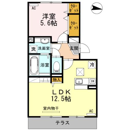 フェリジエ(1LDK/1階)の間取り写真