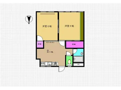 浅岡第2ビル(2DK/5階)の間取り写真